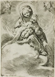 Madonna en kind op wolken