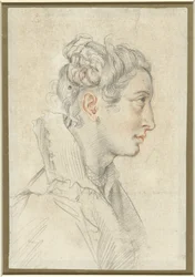 Portret van een onbekende jonge vrouw in profiel