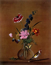 Boeket bloemen met een vlinder
