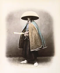 Een Japanse samoerai in traditionele dracht, ca. 1868