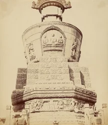 Architectonisch uitzicht op de Lama-tempel bij Peking, oktober 1860