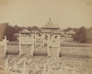 Interieur en Bogen van de Tempel van de Hemel Waar de Keizer Eens per Jaar Offert, in de Chinese Stad Peking, Oktober 1860