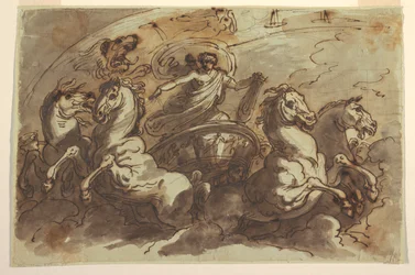 Apollo die de Zonnewagen bestuurt, voor de Sala di Apollo e Diana, Palazzo Bianchetti, Bologna