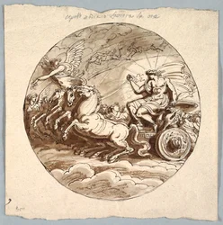 Apollo in wagen met Aurora en de uren
