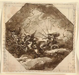 Apollo in zijn Strijdwagen met Aurora, Sala Ottogonale, Palazzo Milzetti, Faenza