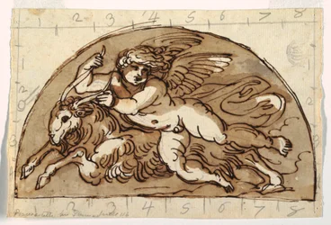 Steenbok, Lunet voor Plafond van de Sala Ottagonale, Palazzo Milzetti, Faenza