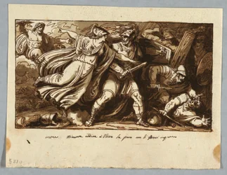 Tekening, blad uit een schetsboek: Minerva beveelt Odysseus vrede te sluiten met de vrijers van Penelope (Minerva induce Ulisse alla pace con i Proci), vóór 1805