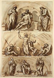 Tekening, Studies naar Lunetten door, 1814