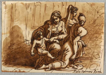 Groep figuren, studie voor de Schenking, naar Giulio Romano