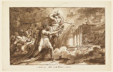 Iris moedigt Priamus aan om het lichaam van Hector van Achilles te smeken