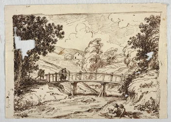 Landschap met brug