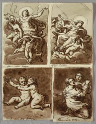 Lunet met St. Peter en St. Paul met St. Matthew en de Profeet Jesaja, Studie naar Sebastiano del Piombo