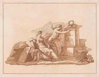 Personificatie van Architectuur met het Genie van de Schone Kunsten