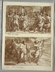 De trots van Romulus: Het bespotten van de oude kapitein van de Veii; Twee studies naar Carracci