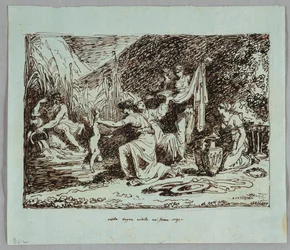 Thetis dompelt Achilles in de rivier Styx