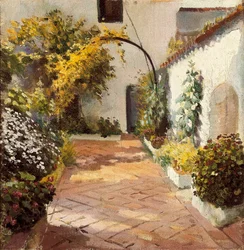 Patio de monjas (kloostergang). Schilderij gemaakt in Marmolejo in de provincie Jaen in Spanje