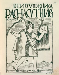 Portret van de grote Inca-keizer Pachacutec (pentekening)