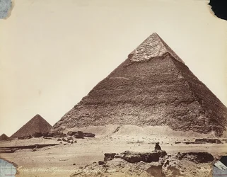 De drie piramides: Cheops, Chefren en Mycerinus, bij de Necropolis van Gizeh, Egypte