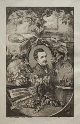 Frontispice voor "Nieuwe Werken van Champfleury, De Vrienden van de Natuur:" Portret van Champfleury, naar Gustave Courbet