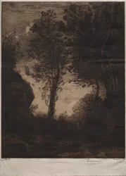 Landschap: Zonsondergang, naar Corot
