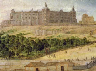 Uitzicht op het Alcazar van Madrid