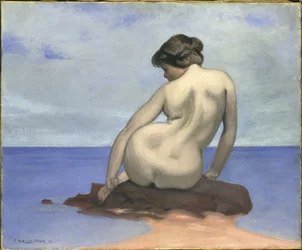 Baigneuse zittend op een rots, 1910