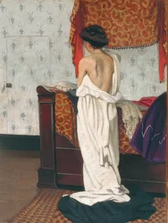 Achterkant naakt in een interieur. 1902