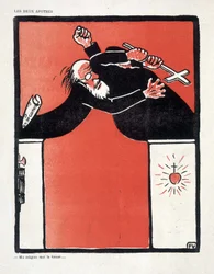 Scheiding van Kerk en Staat: Republikein en aanhanger van de Kerk vechten - door Vallotton, in 