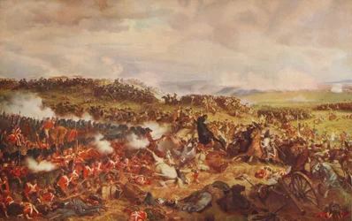 Aanval van de Franse Cuirassiers bij Waterloo, 1874, ca. 1915