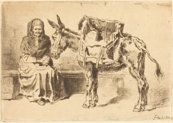 Zittende vrouw en ezel, 1875