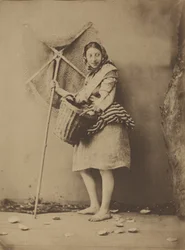 Een garnalenvissersmeisje,c. 1854 (foto)