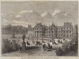 Uitzicht op het Paleis van de Franse Senaat, vanuit de Tuinen van het Luxemburg