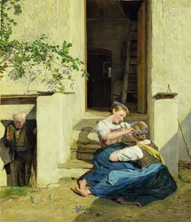 Meisjes die kransen maken, 1846