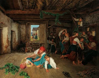 Voorbereiding van de viering van de wijnoogst, 1860
