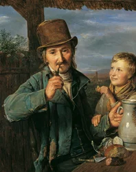 Dagloner met zijn zoon
