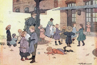 Rond en spellen op de speelplaats, in Imagier de l