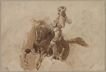 Gepantserde figuur te paard (recto), ca. 1828