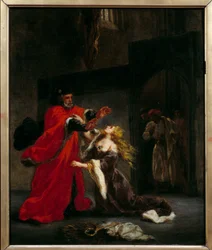 Desdemona vervloekt door haar vader (Brabantio). Illustratie bij William Shakespeares toneelstuk 