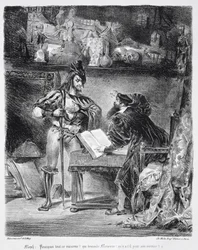 Eerste ontmoeting tussen Faust en Mephistopheles: 