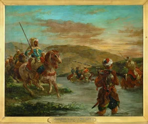Varen langs een rivier in Marokko (schilderij op doek)