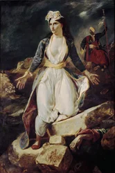 Griekenland vervalt op de ruïnes van Missolonghi (olieverf op doek)