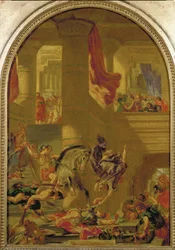 Heliodoros verdreven uit de Tempel, nadat hij had geprobeerd de tempelschat in beslag te nemen (muurschildering)