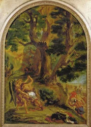 Jakob in gevecht met de engel (olieverfschetsen)