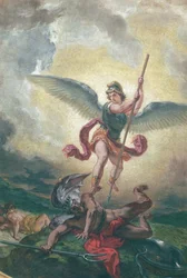 Sint-Michaël in gevecht met de draak, detail, kapel van de Heilige Engelen 1849-1861