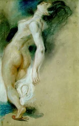 Studie voor de Dood van Sardanapalus (pastel, rood  wit krijt op papier)