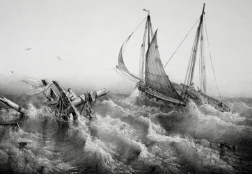 Na de storm, Door Ferdinand Perrot (1808-1841), Lithografie