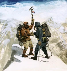 Hillary en Tensing bereiken de top van Mount Everest