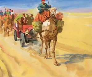 Tienduizend mijl autorace (gouache op papier)