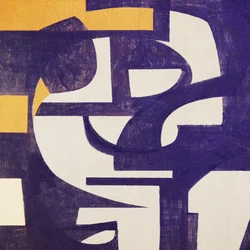 Abstracte vormen in violet en goud