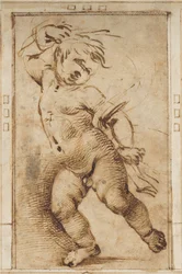 Dansende putto met een draperie